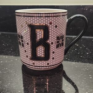 Anthropologie Black and White Mosaic Monogram "B" Mug